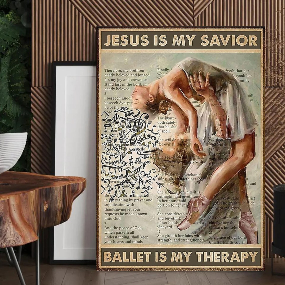 Jesus Is My Savior Ballet Is My Therapy Vintage Ballerina Poster - Image 4