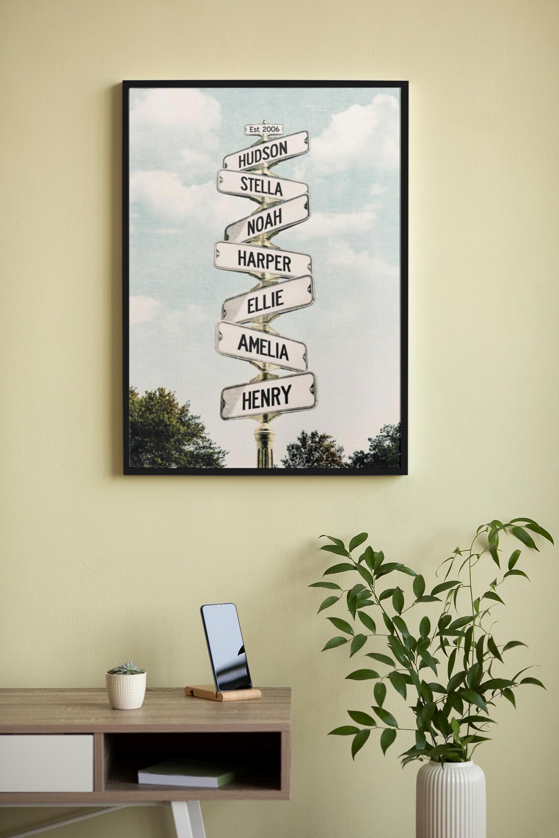 Personalized Family Names on Vintage Street Sign Post Est 2006 Poster - Image 3