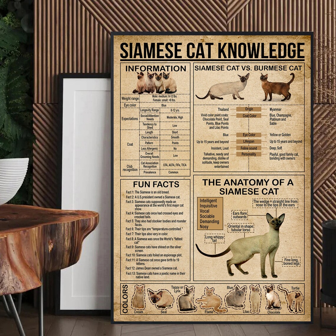 Siamese Cat Knowledge Vintage Poster Decor - Image 4
