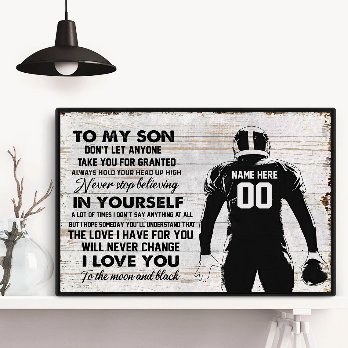 To My Son Football Never Stop Believing Love You Silhouette Poster - Image 2