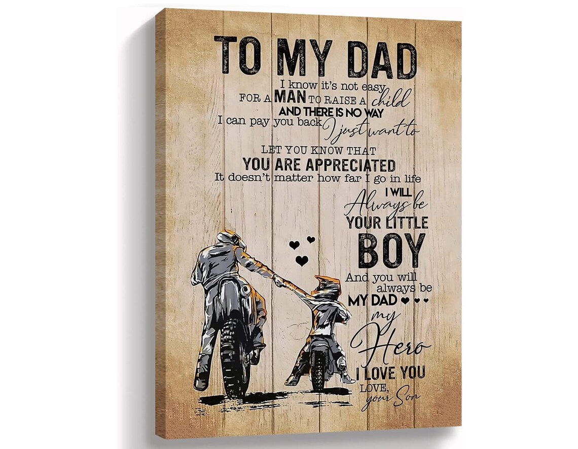 To My Dad Motocross Dad My Hero Son's Heartfelt Letter Gift Poster