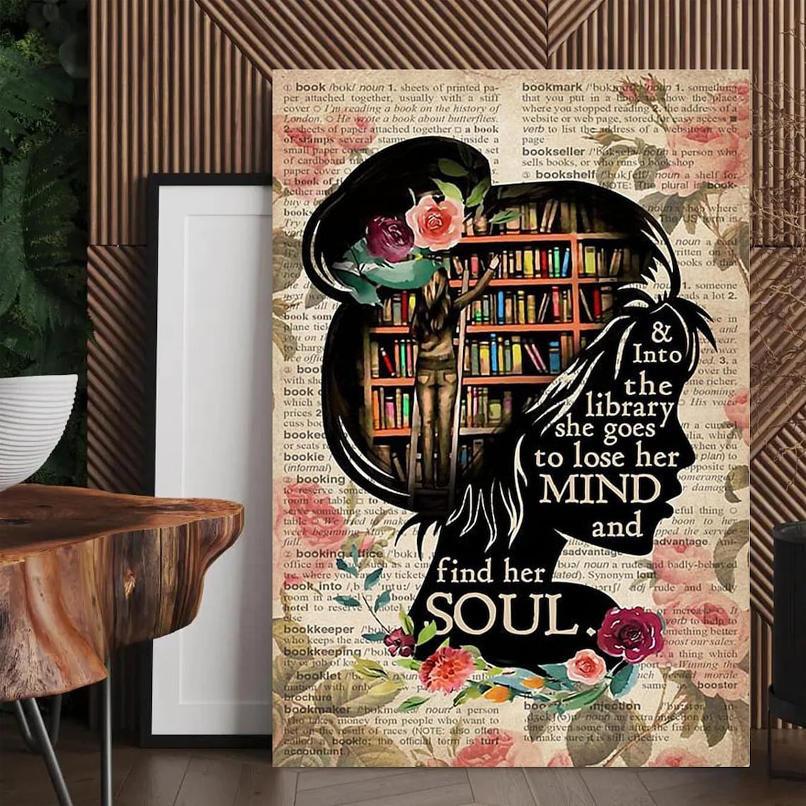 Into the Library She Goes Lose Mind Find Soul Book Lover Poster - Image 4