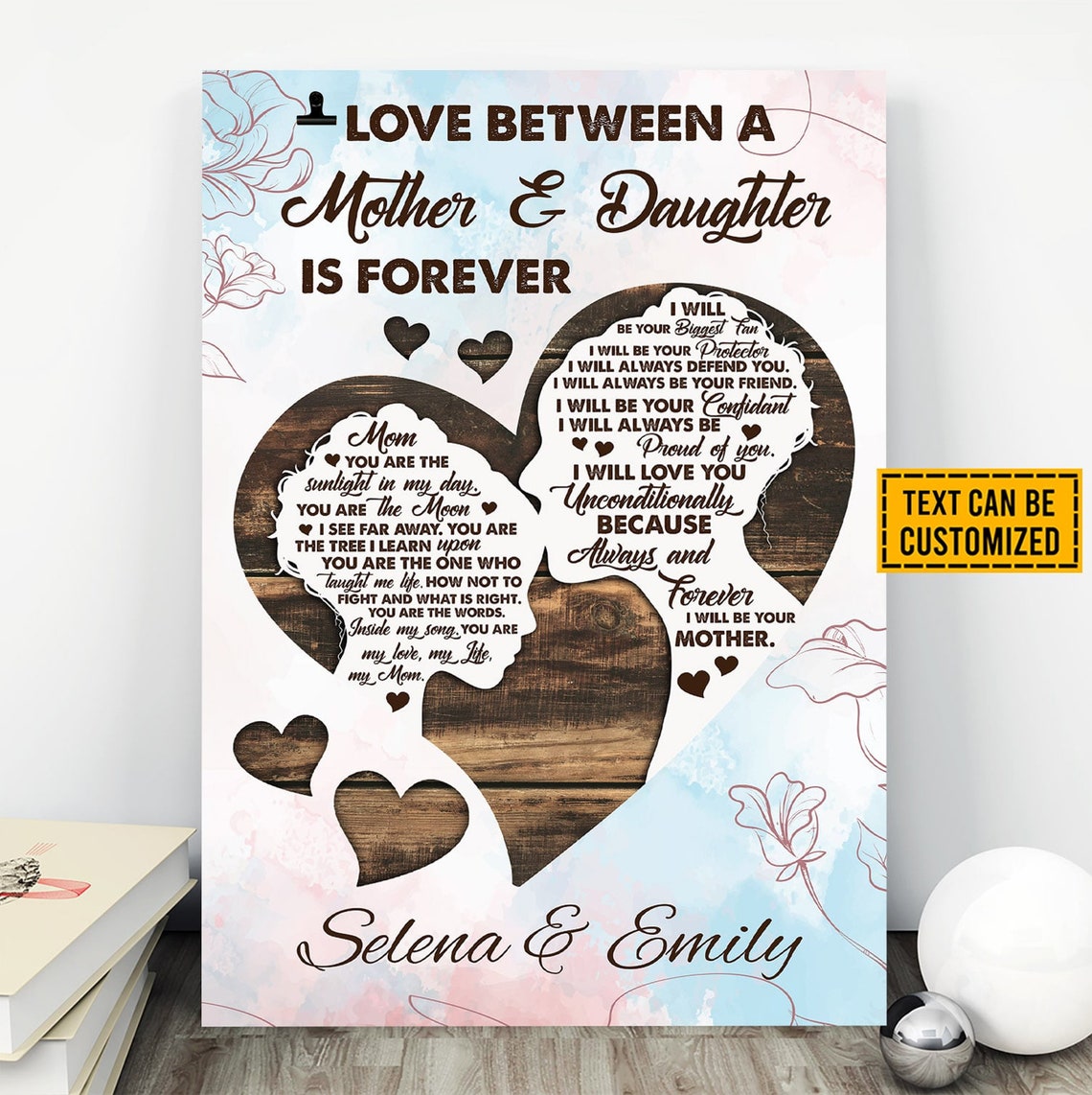 Love Between A Mother And Daughter Is Forever Personalized Mothers Day Framed Canvas Wall Art Poster Gift For Mother Day 2023 - Image 2