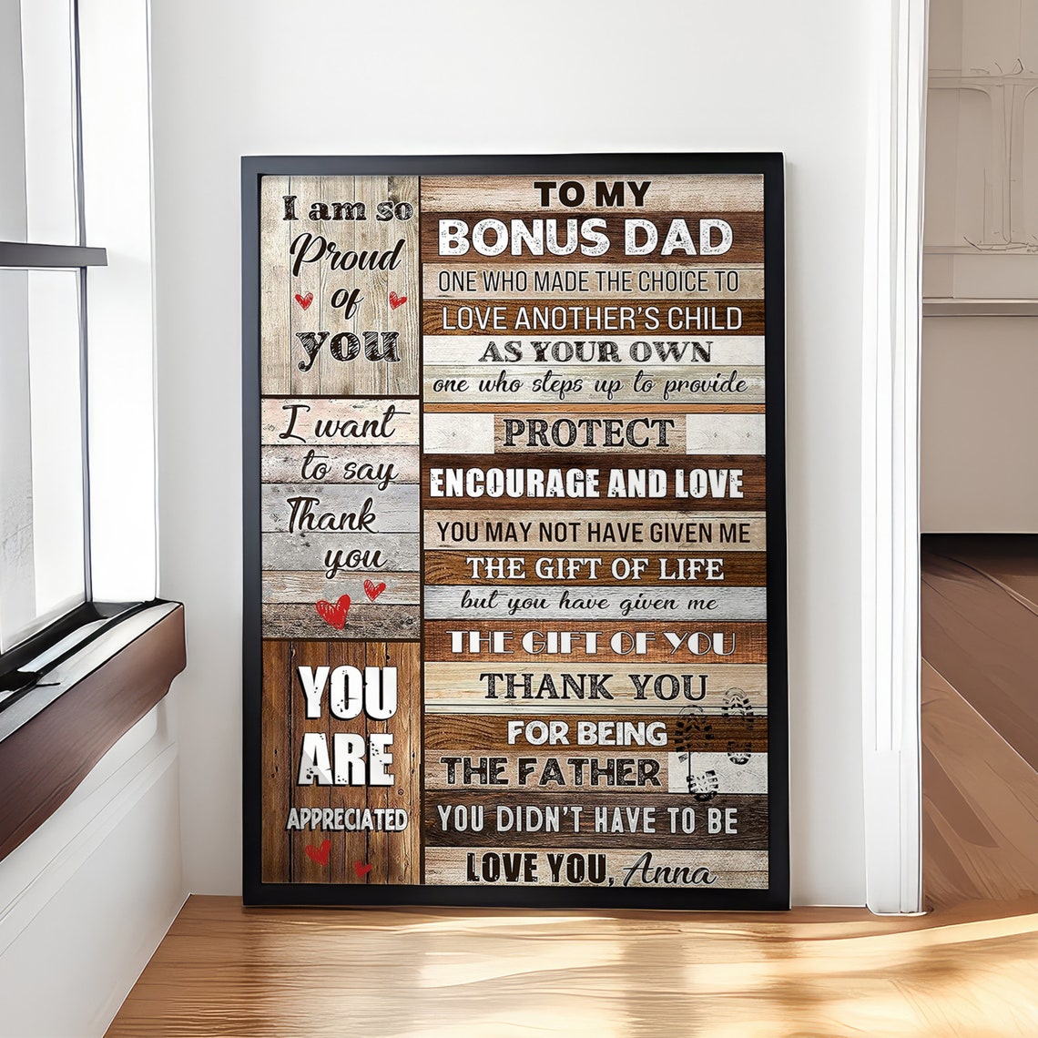 To My Bonus Dad Definition Stepfather Appreciation Gift Poster