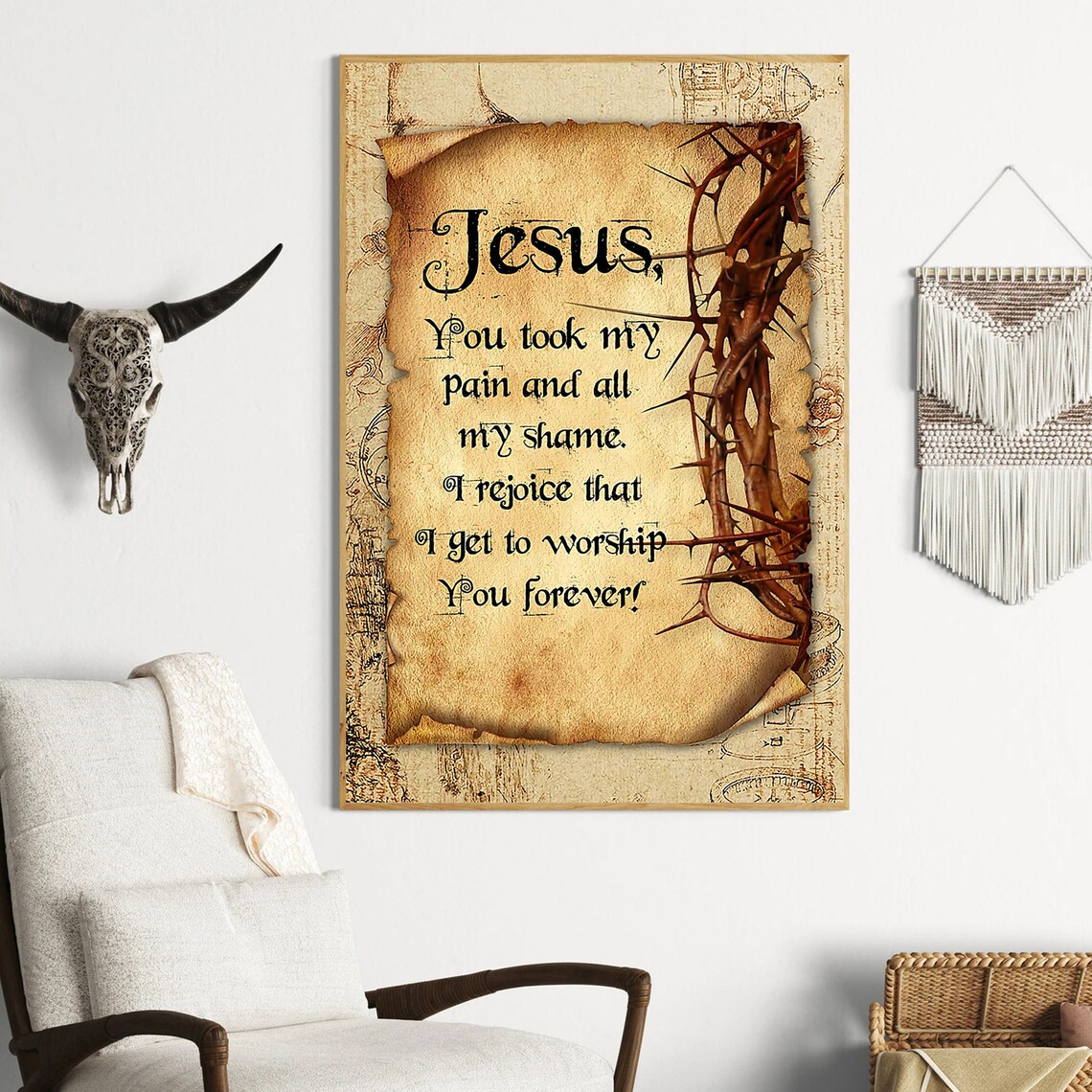 Jesus You Took My Pain Prayer Crown Of Thorns Faith Tribute Poster - Image 3