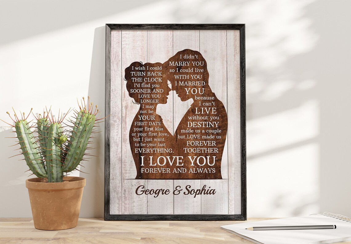 Romantic Couple Silhouette Love Message Rustic Farmhouse Poster - Image 4