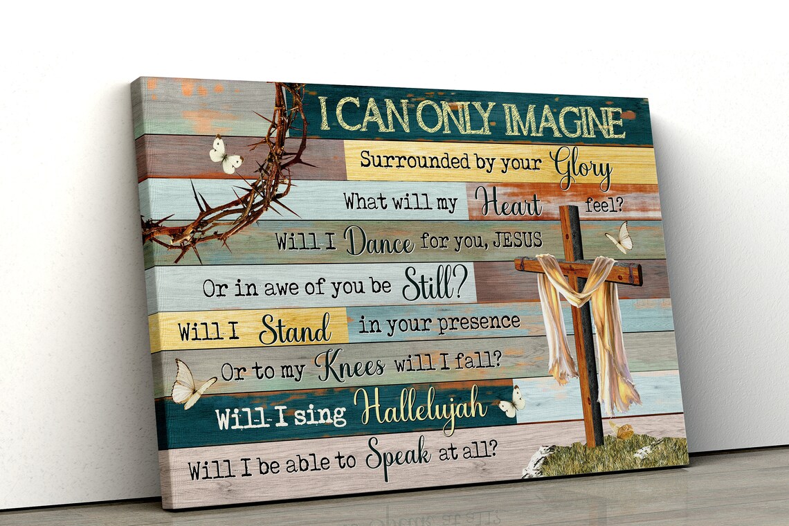I Can Only Imagine Christian Song Lyric Wood Cross Faith Poster - Image 4