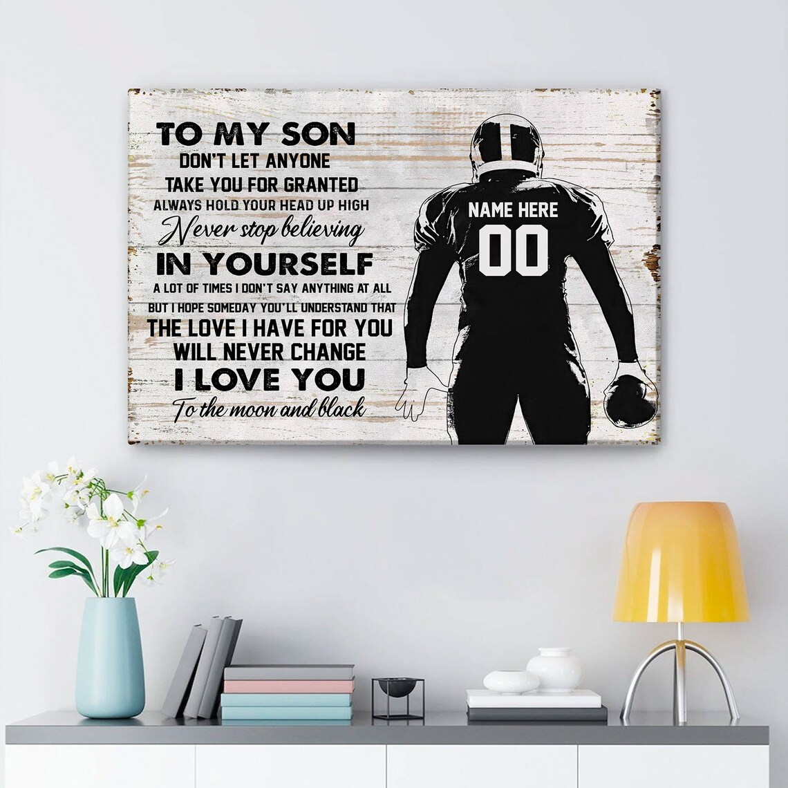 To My Son Football Never Stop Believing Love You Silhouette Poster - Image 4