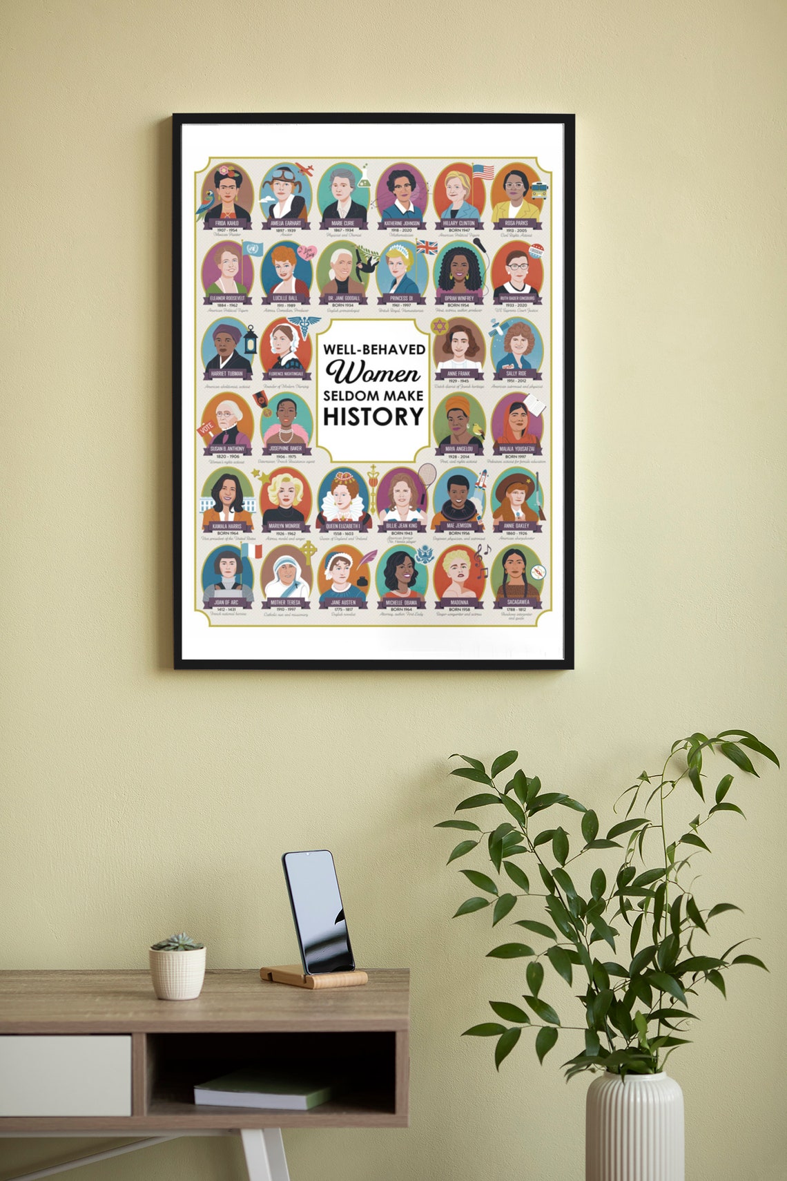 Well Behaved Women Seldom Make History Feminist Illustrated Poster - Image 4