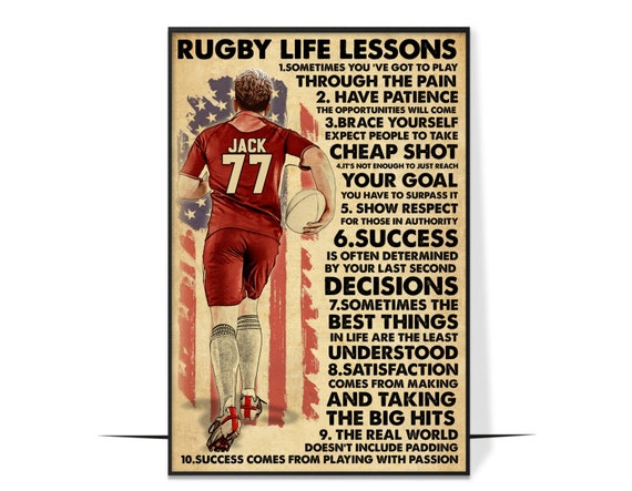 Personalized Rugby Poster Gifts For Son Rugby Gift With Custom Name Number Home Decor