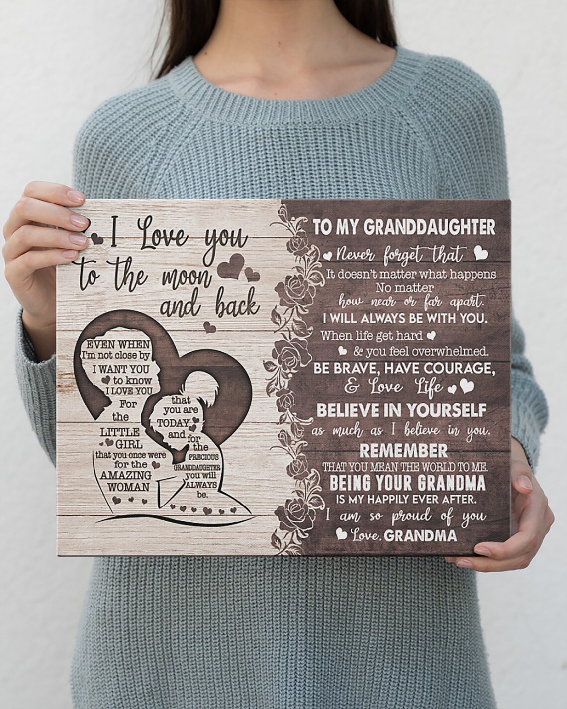 To My Granddaughter Love You To The Moon And Back Gift Poster - Image 2