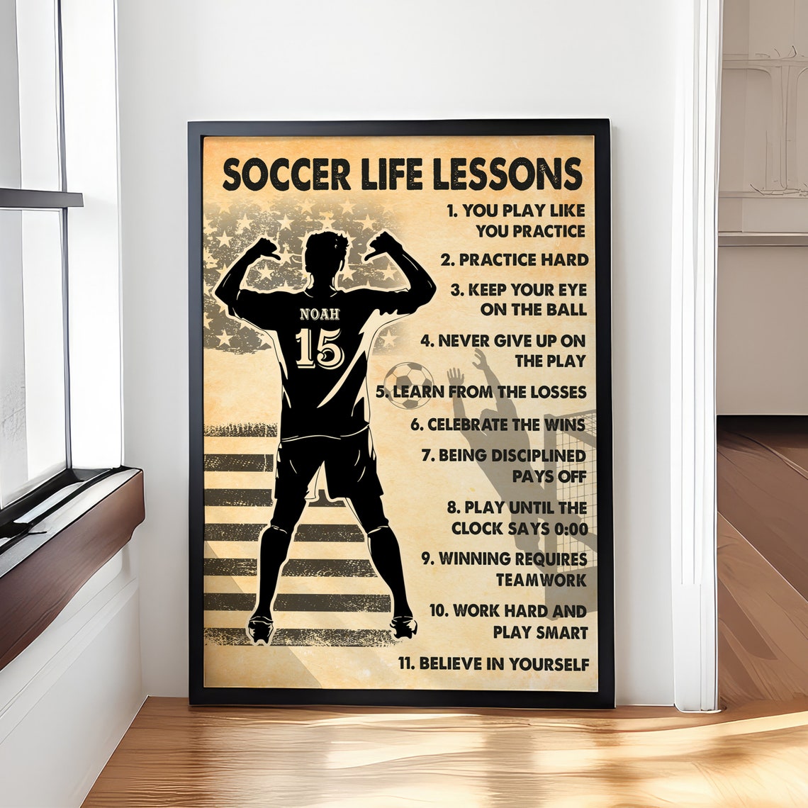 Soccer Life Lessons Player Silhouette Training Quotes Poster - Image 4