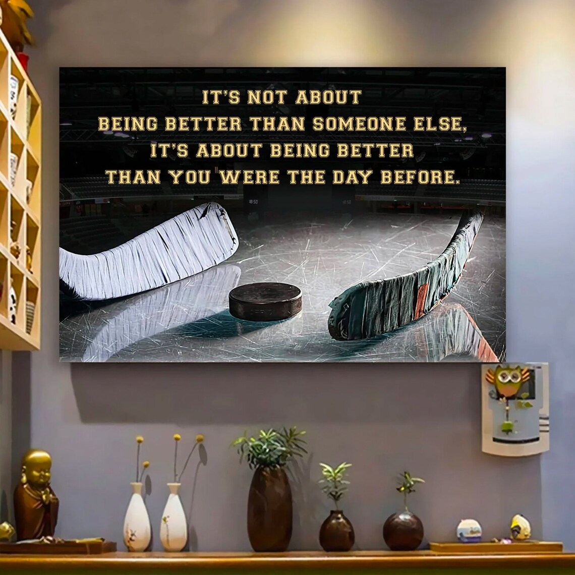 Hockey Motivational Quote Ice Arena Better Yesterday Sports Poster - Image 2