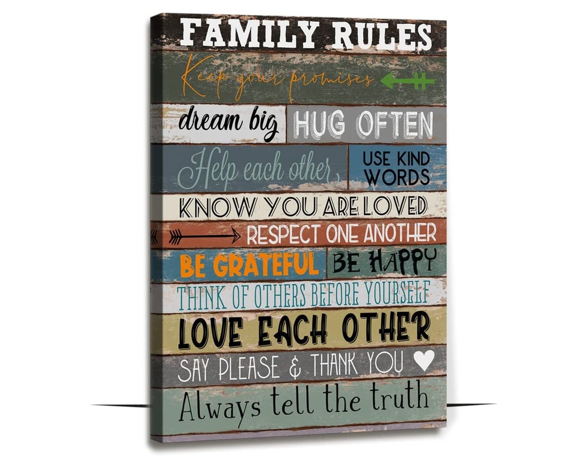 Family Rules Rustic Farmhouse Sign Values For Home Decor Poster