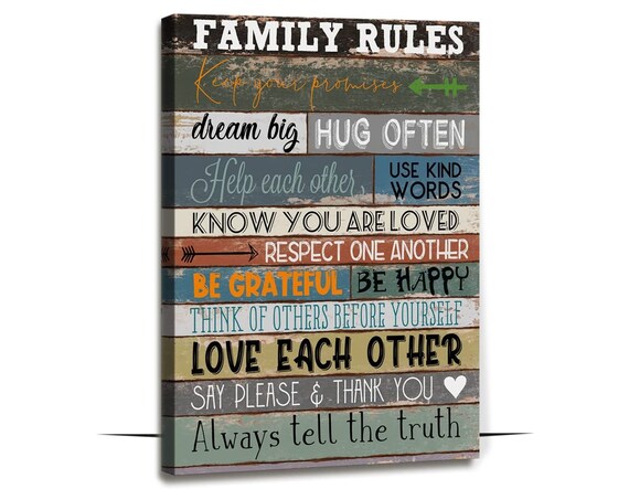 Family Rules Rustic Farmhouse Sign Values For Home Decor Poster