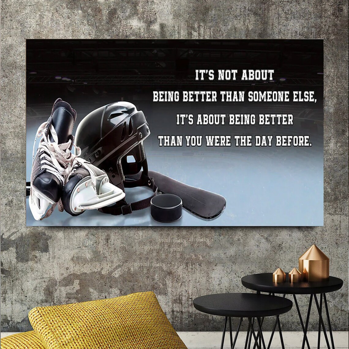 Hockey Motivational Quote Ice Arena Better Yesterday Sports Poster - Image 4