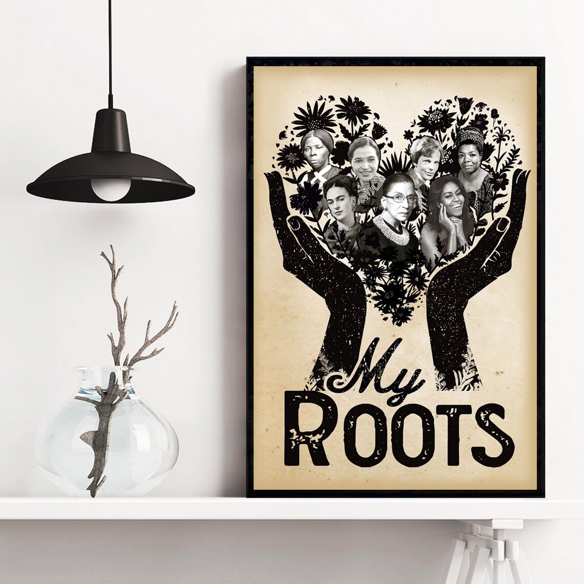 My Roots Hands Holding Heart of Feminist Icons Tribute Poster - Image 4