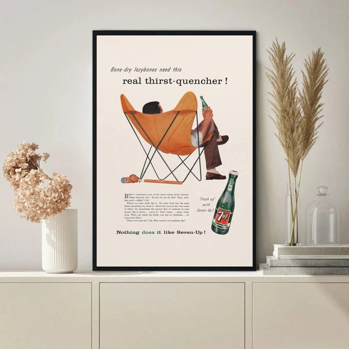 Vintage 7UP Real Thirst Quencher Retro Soda Advertisement Poster - Image 3