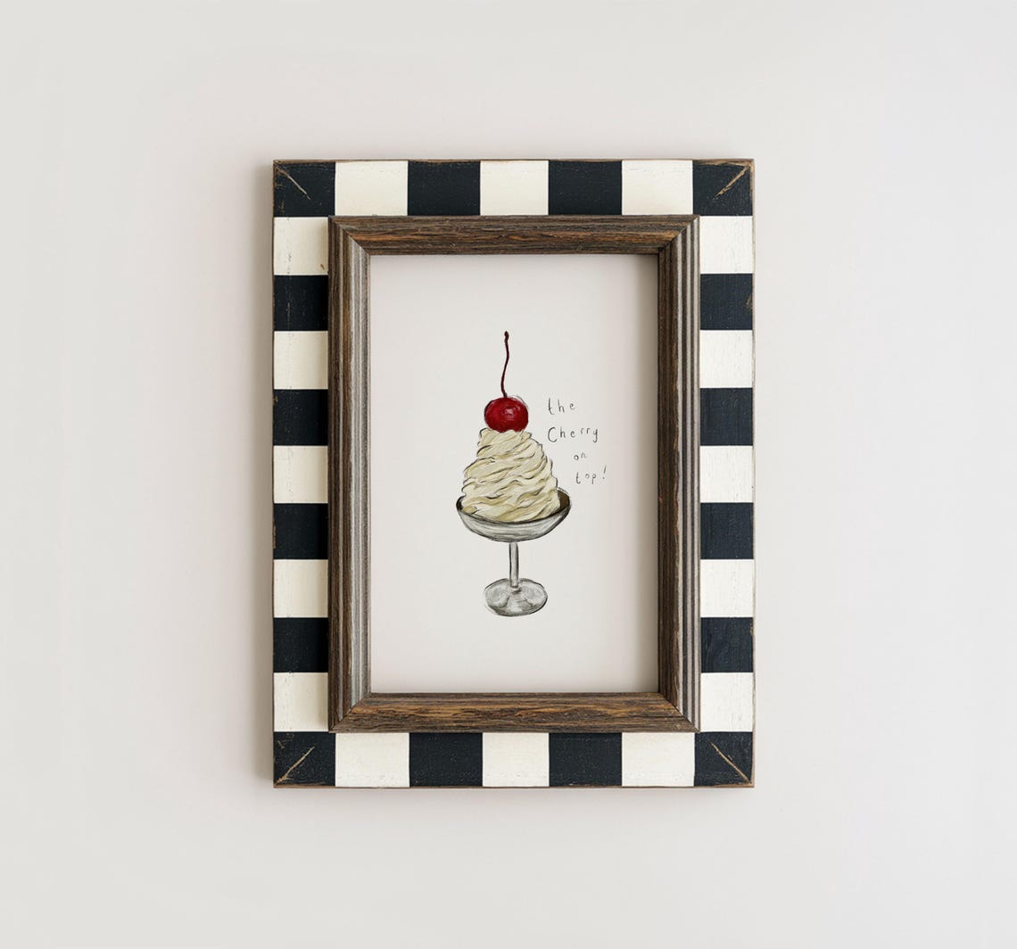 Ice Cream Sundae Poster, Kitchen Dessert Art
