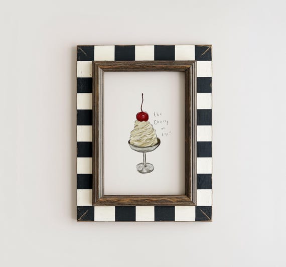 Ice Cream Sundae Poster, Kitchen Dessert Art