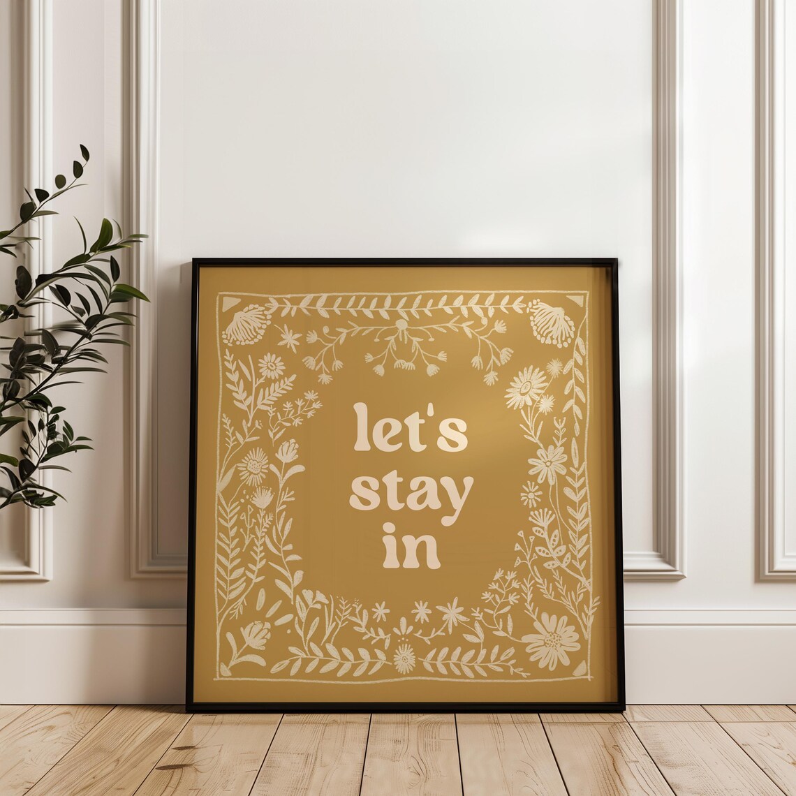 Homebody Lets Stay In, Scandinavian Folk Art Print - Image 3