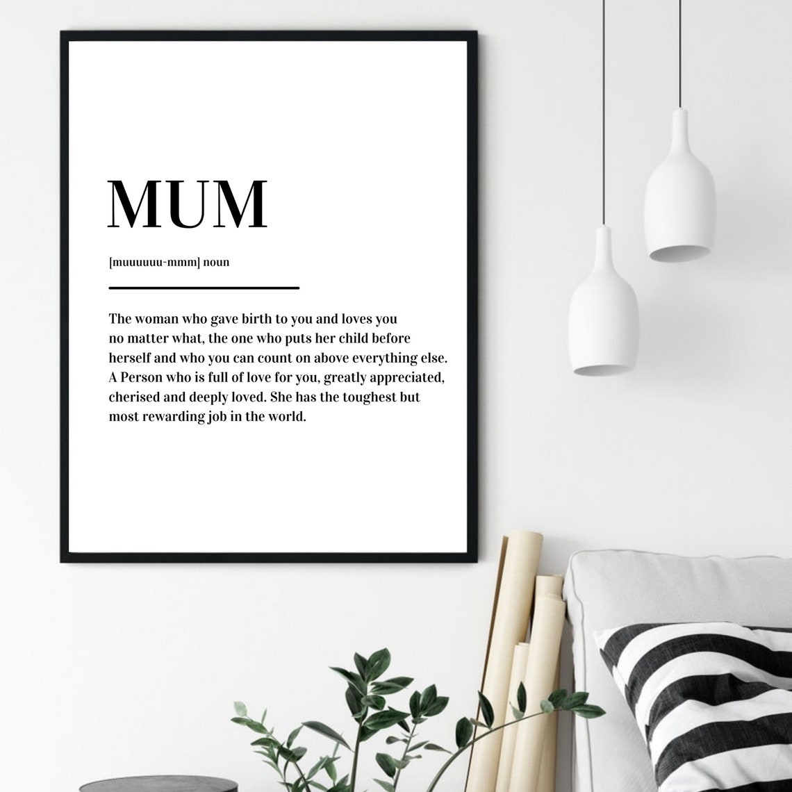 Mama Definition Sweet Mothers Day Gift Minimalist Black White Wall Art - Image 5