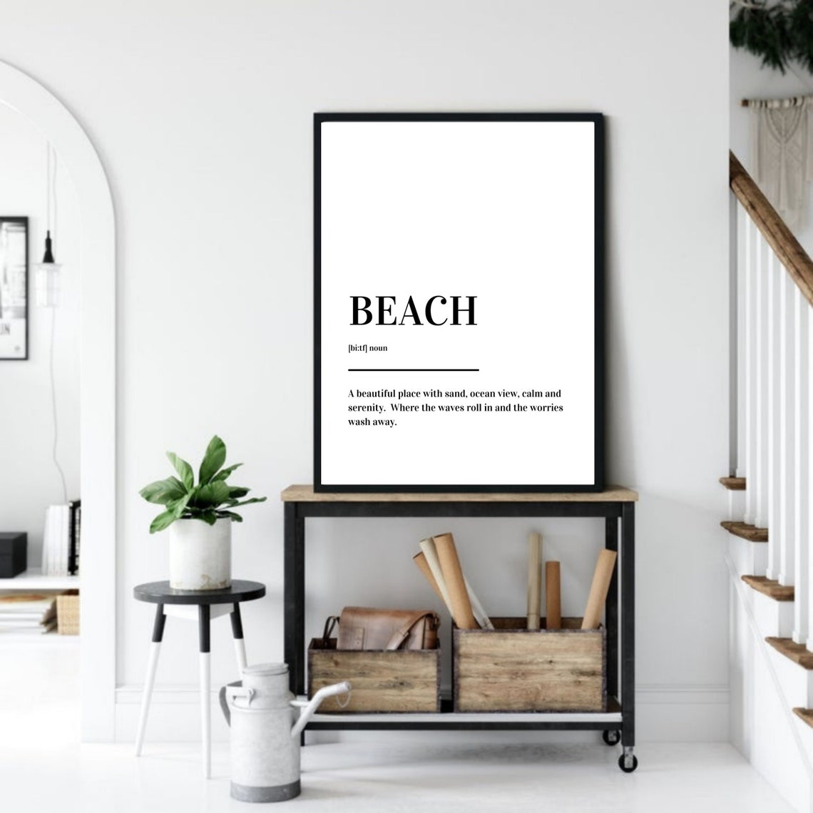 Beach Definition Calm Serene Ocean Waves Minimalist Typography Poster - Image 3