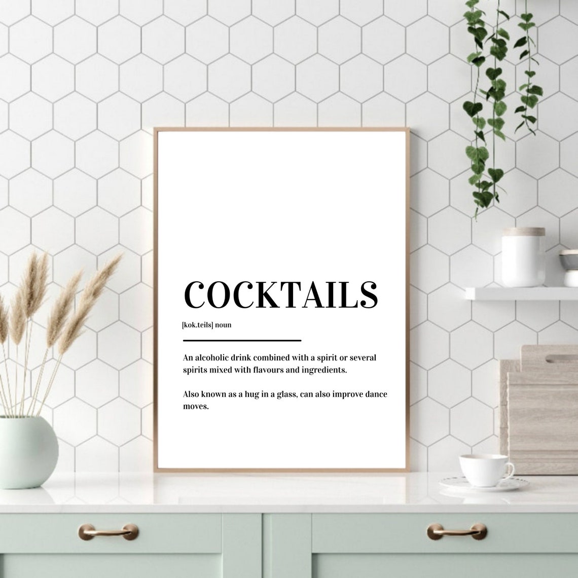 Cocktails Funny Hug in a Glass Definition Kitchen Bar Decor Poster