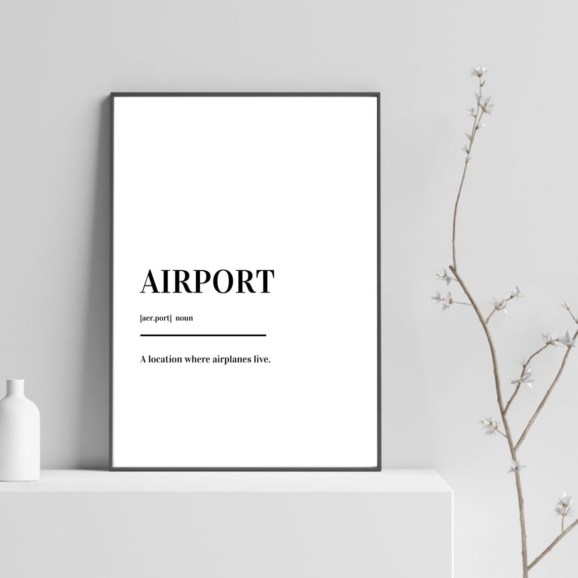 Airport Funny Definition Minimalist Dictionary Word Art Poster