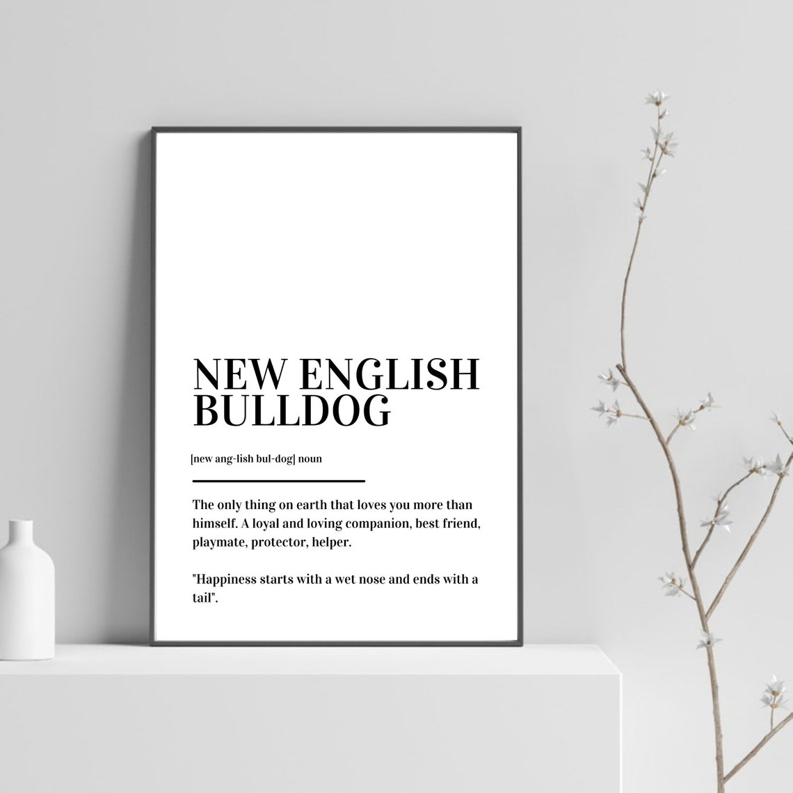 New English Bulldog Definition Dog Breed Dictionary Loyal Pup Poster