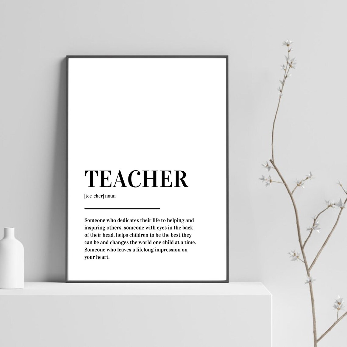 Teacher Definition Thank You Inspirational Classroom Typography Poster