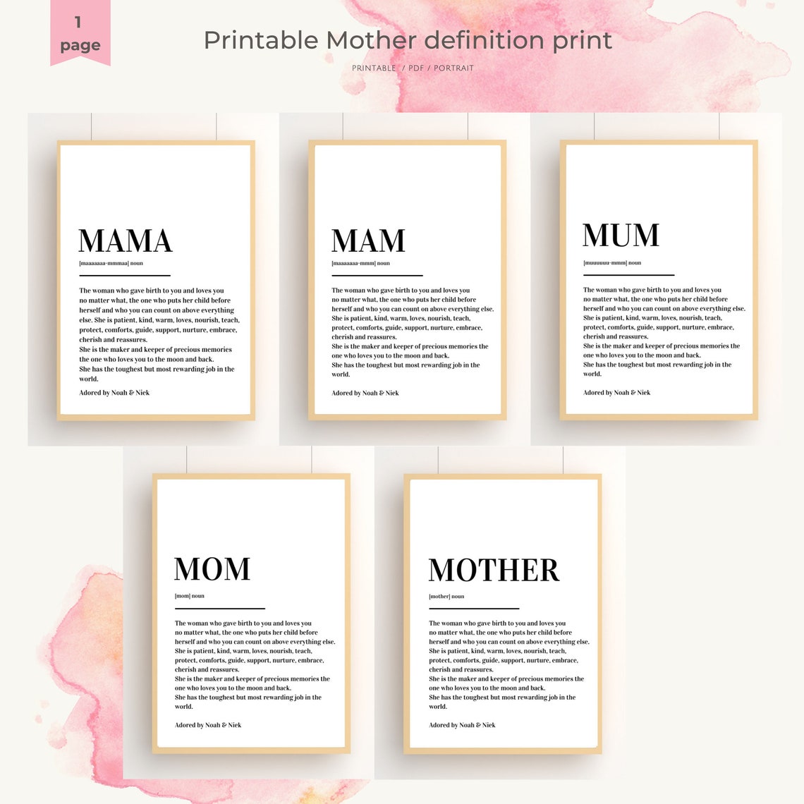 Personalized Mama Definition Mothers Day Gift Black White Word Poster - Image 2