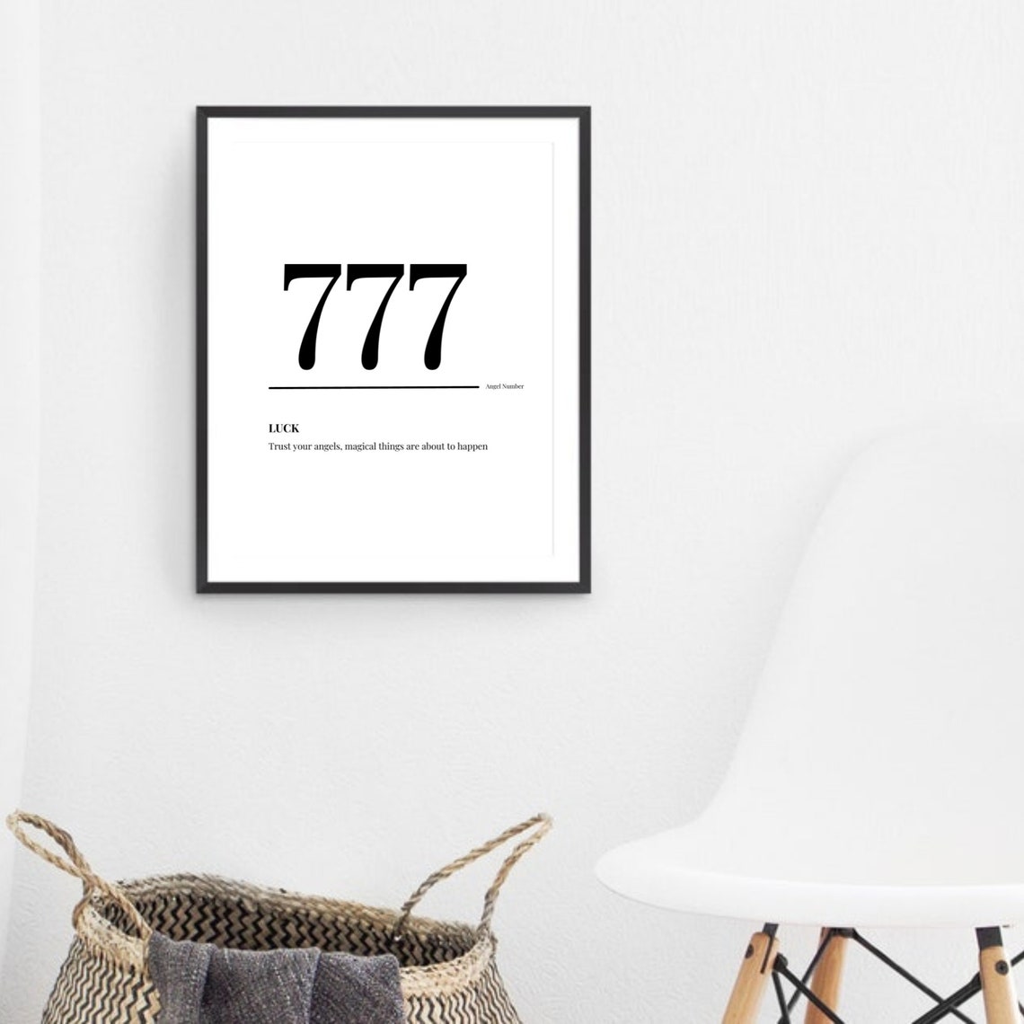 777 Angel Number Luck Meaning Minimalist Spiritual Decor Poster - Image 3