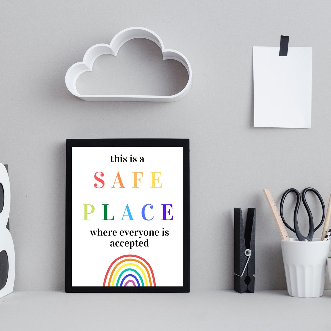 This Is a Safe Place Rainbow Pride Inclusive Classroom Kindness Poster - Image 4
