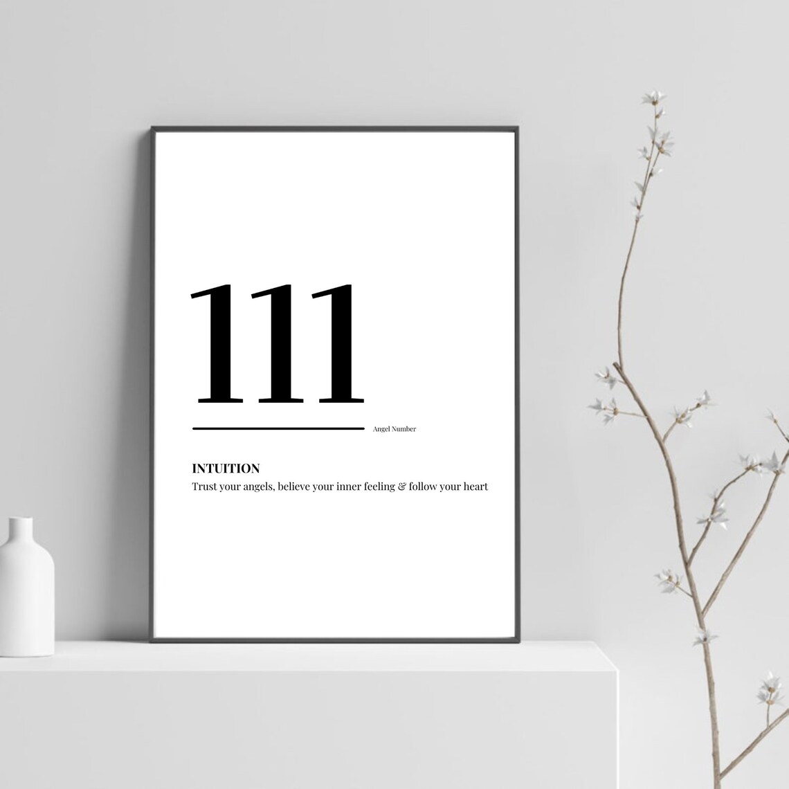 111 Angel Number Intuition Meaning Minimalist Spiritual Poster