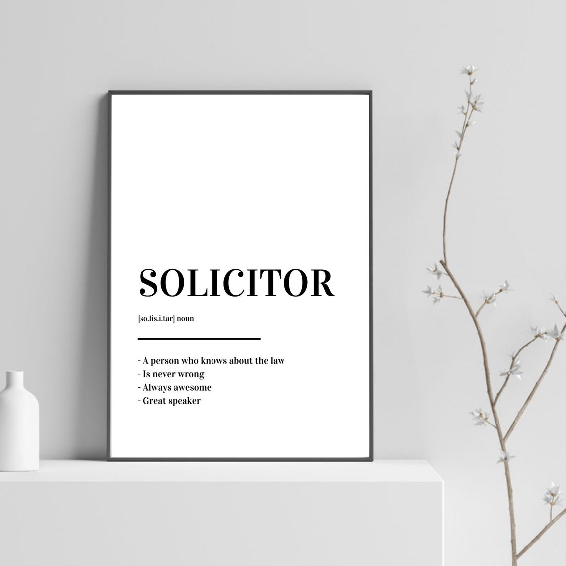 Solicitor Definition Lawyer Gift Law Office Minimalist Poster