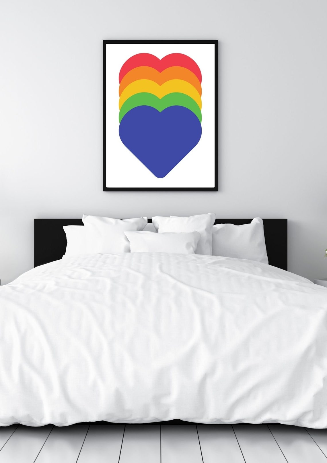 Rainbow Layered Hearts LGBTQ Pride Pop Colorful Modern Wall Art - Image 3