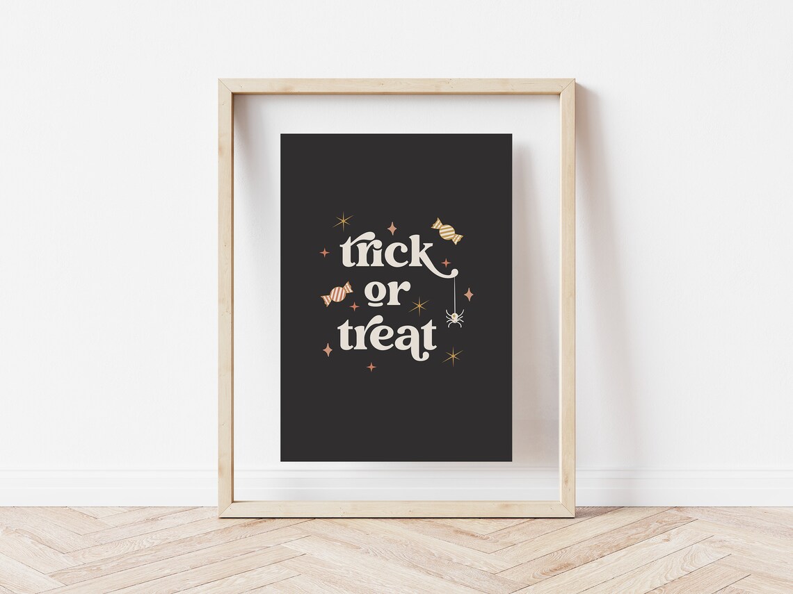 Trick Or Treat Boho Halloween Sign Wall Art Print - Image 2