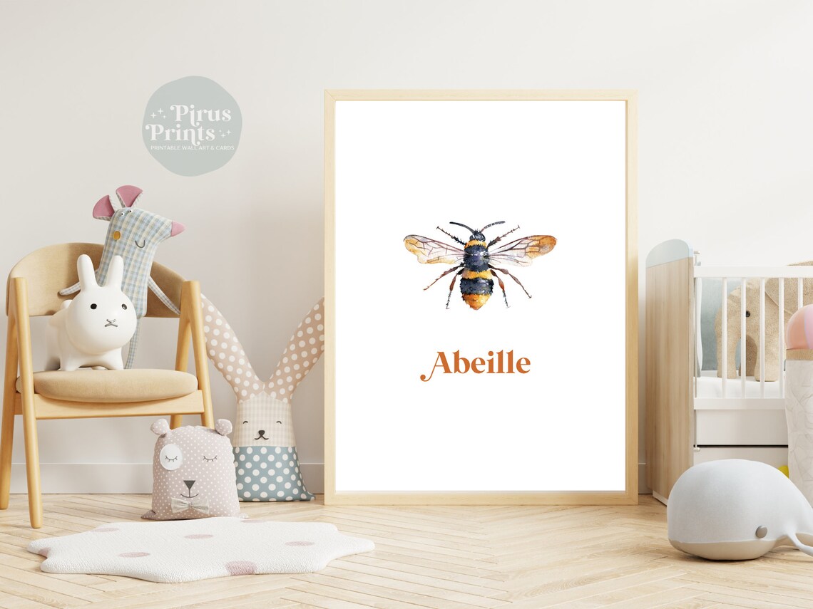 Watercolor Bee Art Print, Minimal Spring Decor - Image 2