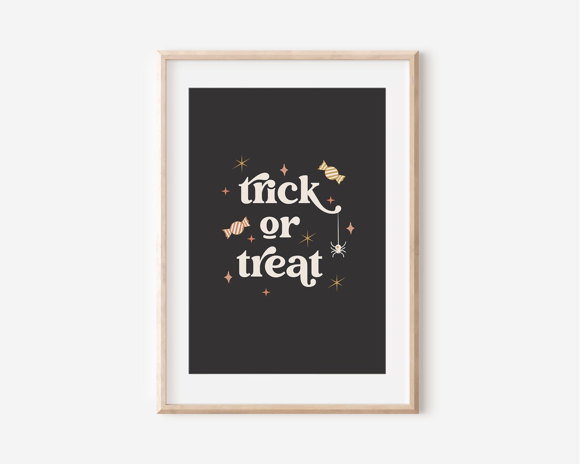 Trick Or Treat Boho Halloween Sign Wall Art Print - Image 3