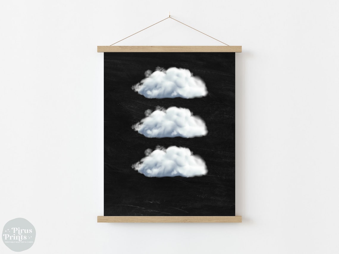 Dramatic Black Cloud Trio Moody Dark Academia Maximalist Wall Art - Image 2