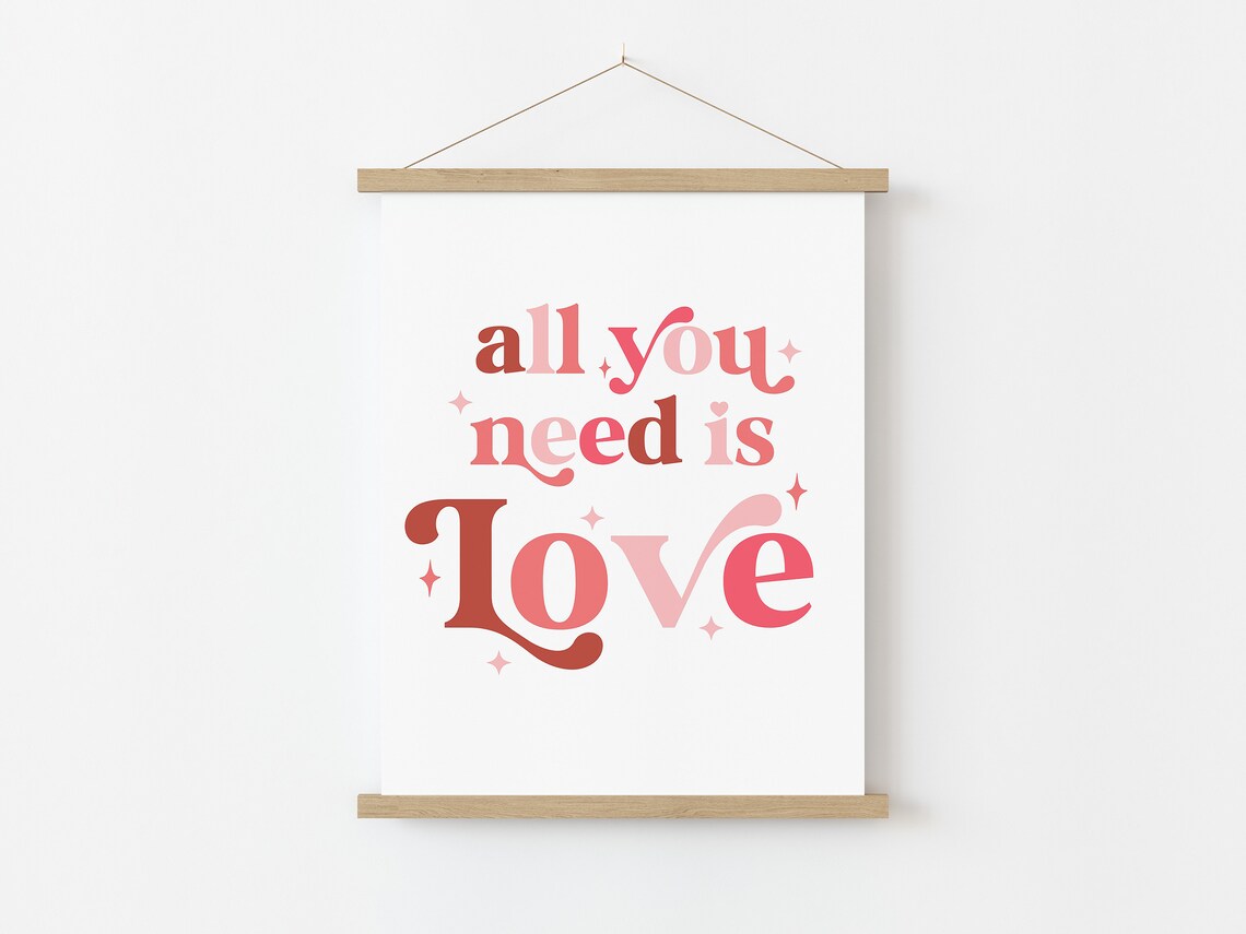 All You Need Is Love Art Print, Pink Valentine Decor - Image 3