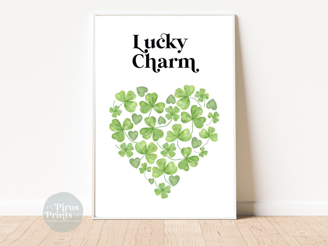Lucky Charm Shamrock Heart, St Patricks Art Print - Image 4