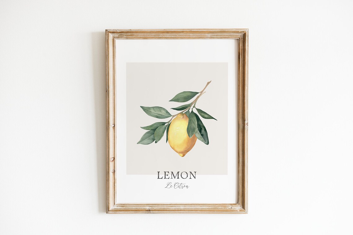 Lemon Print Kitchen Wall Art Watercolor Lemon Wall Decor Fruit Art Print Instant - Image 4