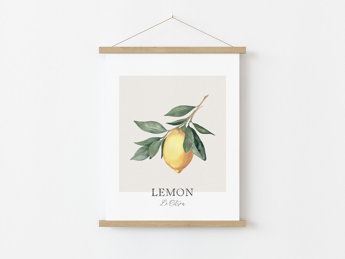 Lemon Print Kitchen Wall Art Watercolor Lemon Wall Decor Fruit Art Print Instant - Image 2