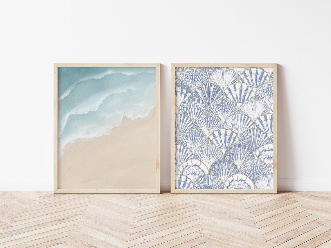 Abstract Watercolor Beach Waves Sand Coastal Aerial Ocean Wall Art - Image 2