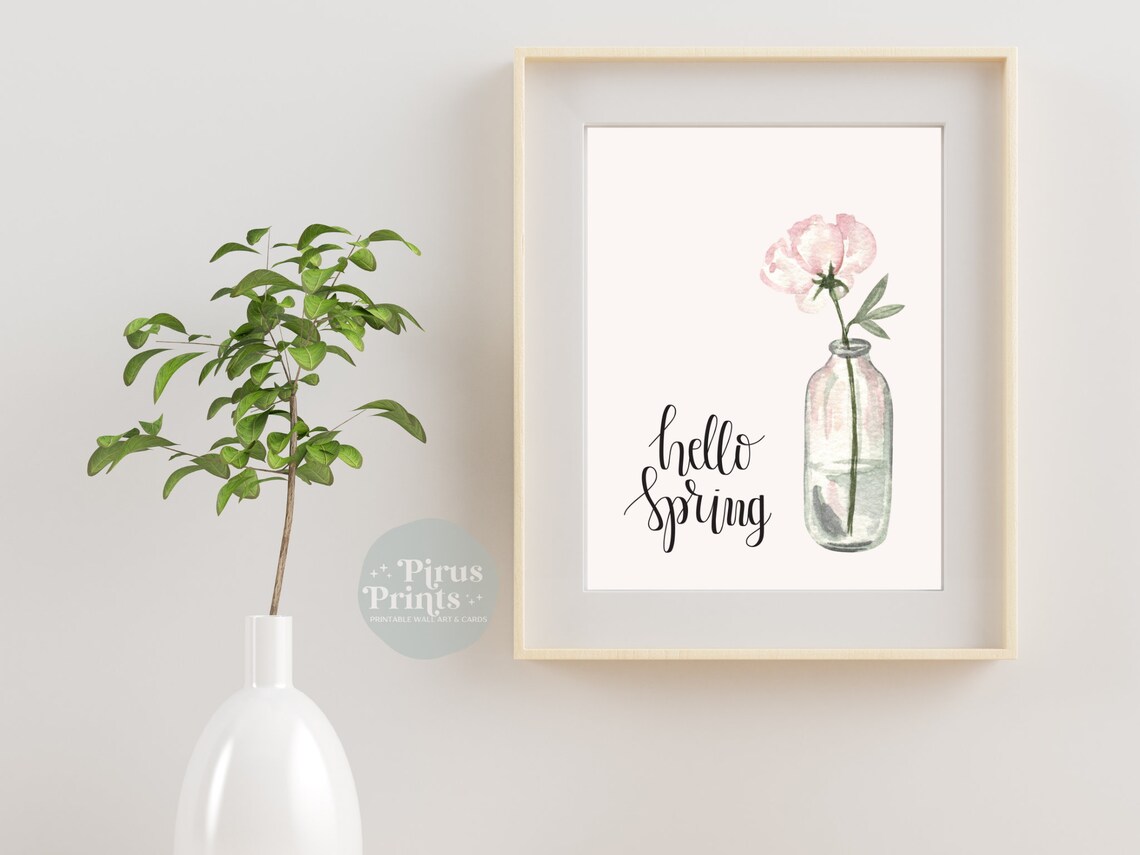 Hello Spring Watercolor Floral Art Print, Spring Decor - Image 5