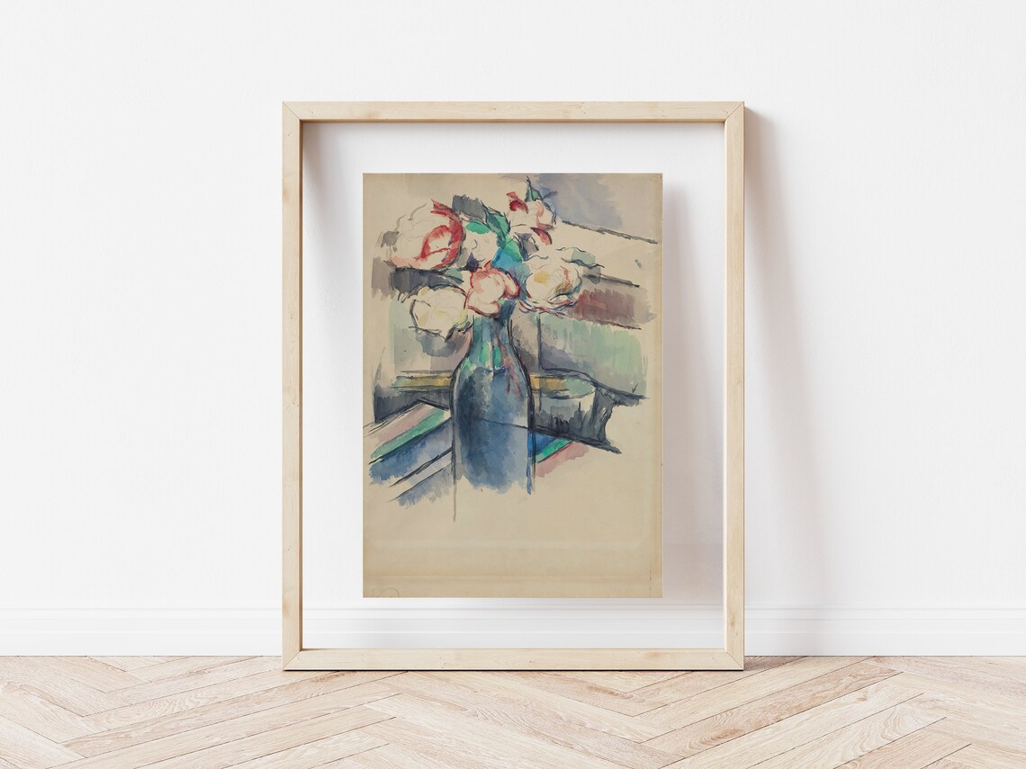 Vintage Roses in a Bottle, Cezanne-Inspired Poster - Image 3