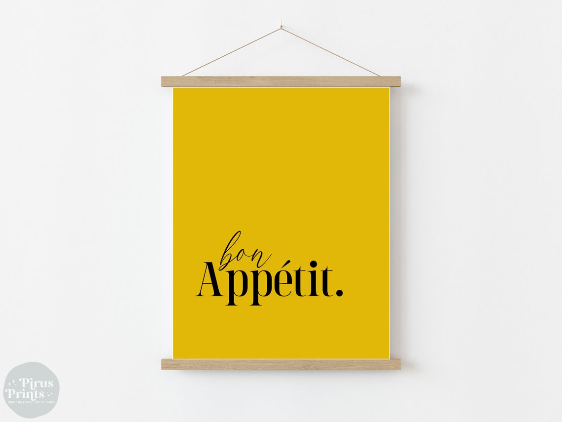 Warm Bon Appetit Mustard Yellow Kitchen Typography Wall Art Gift - Image 3