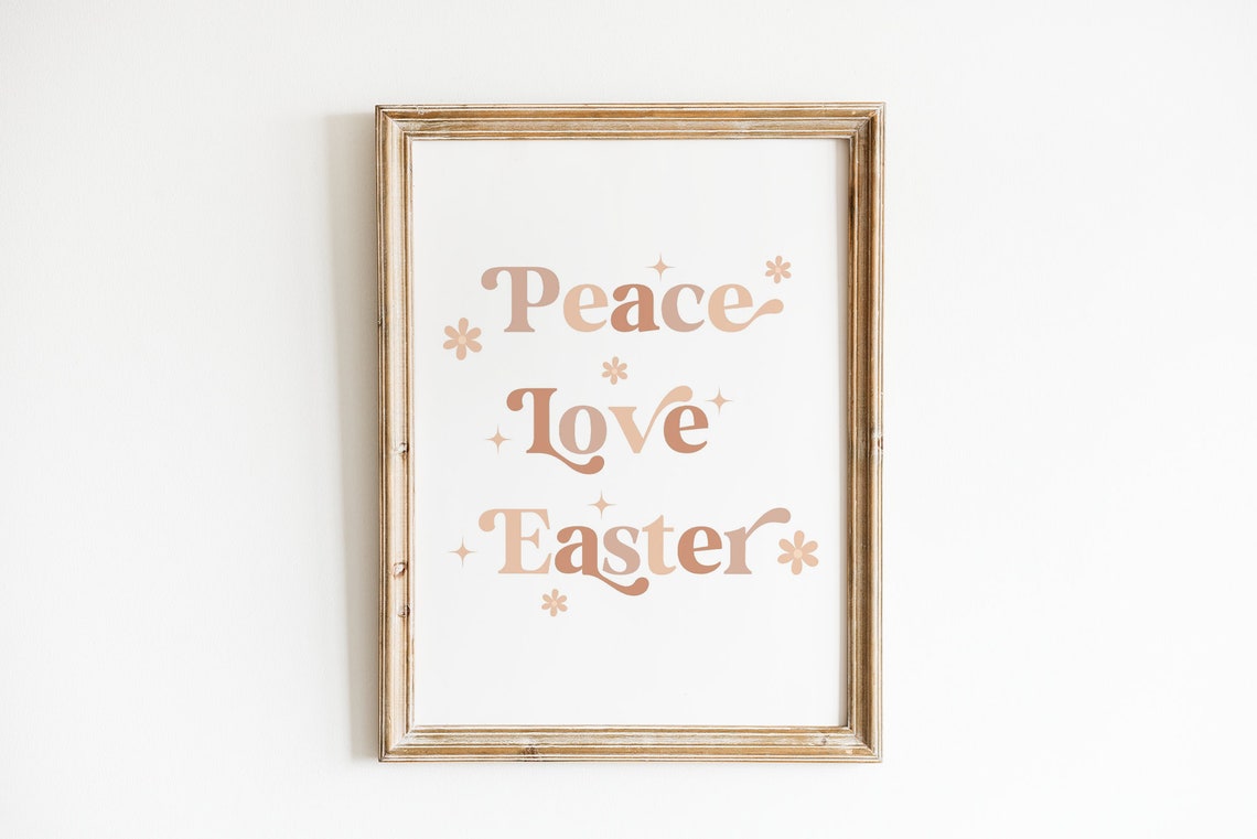 Peace Love Easter, Boho Retro Decor - Image 2